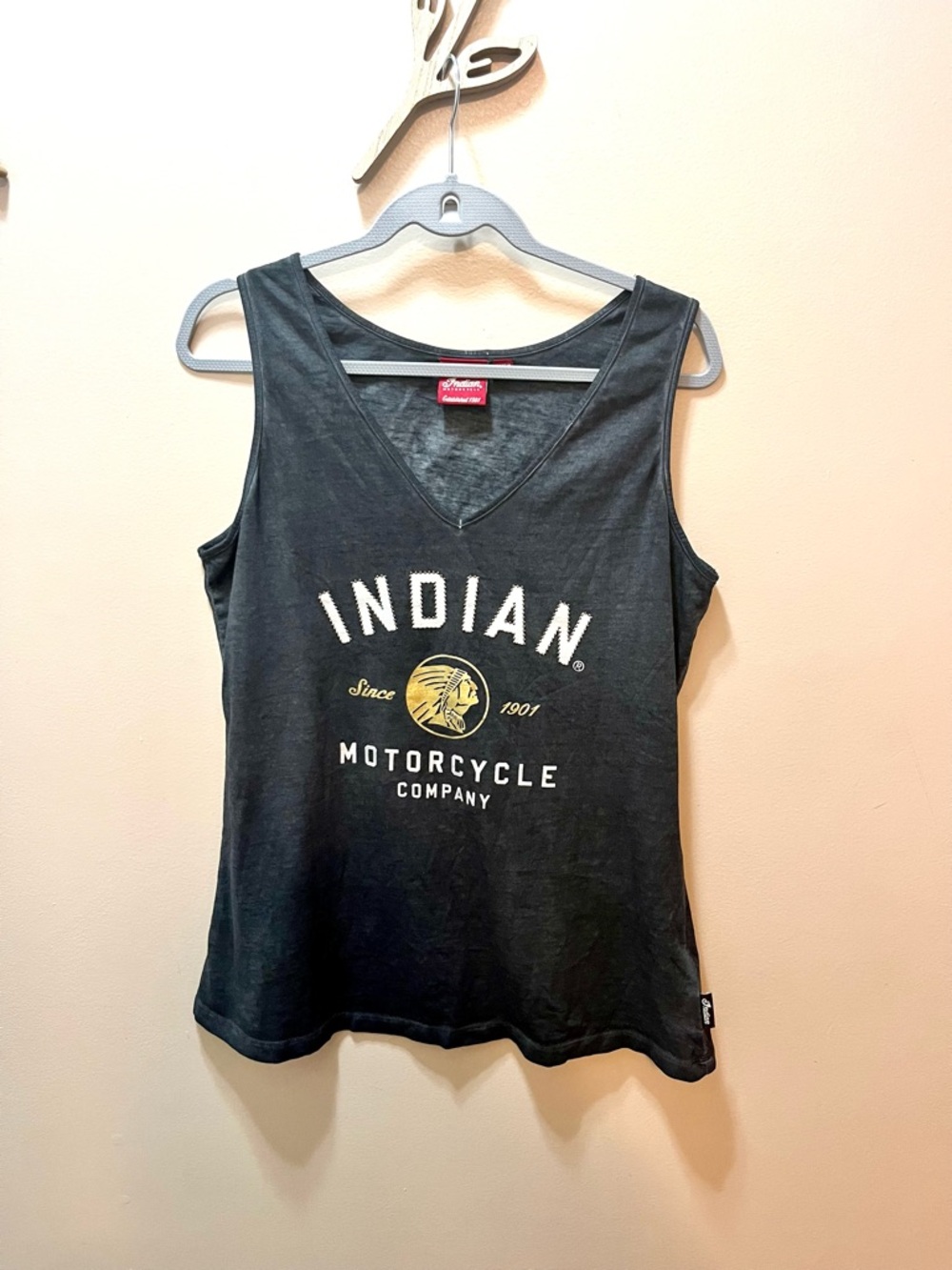 New Indian Motorcycle Women’s Gray V Neck Tank Top Size Large